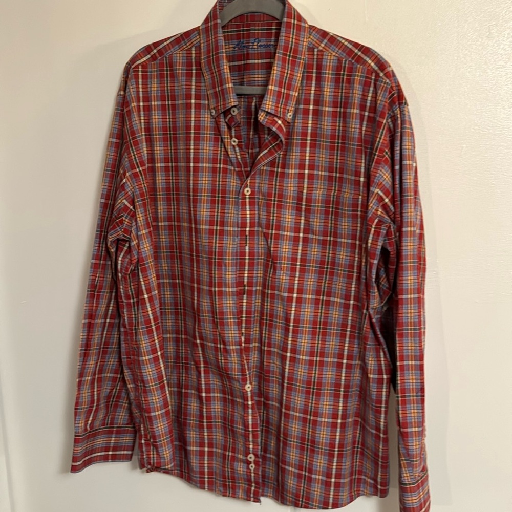 Alan Flusser Mens All Over Print Casual Button-Up Shirt XL